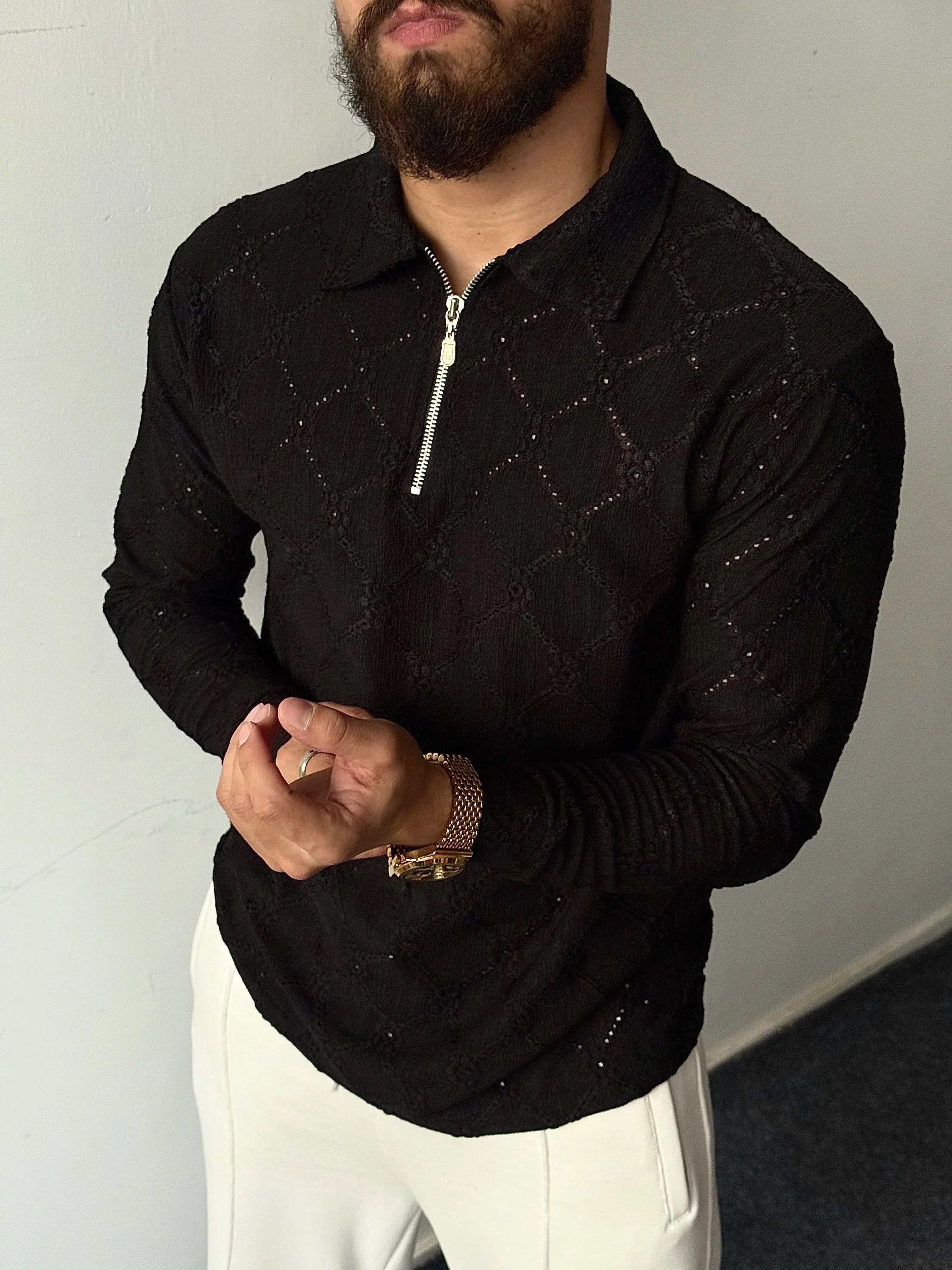Black Ace Zip Polo
