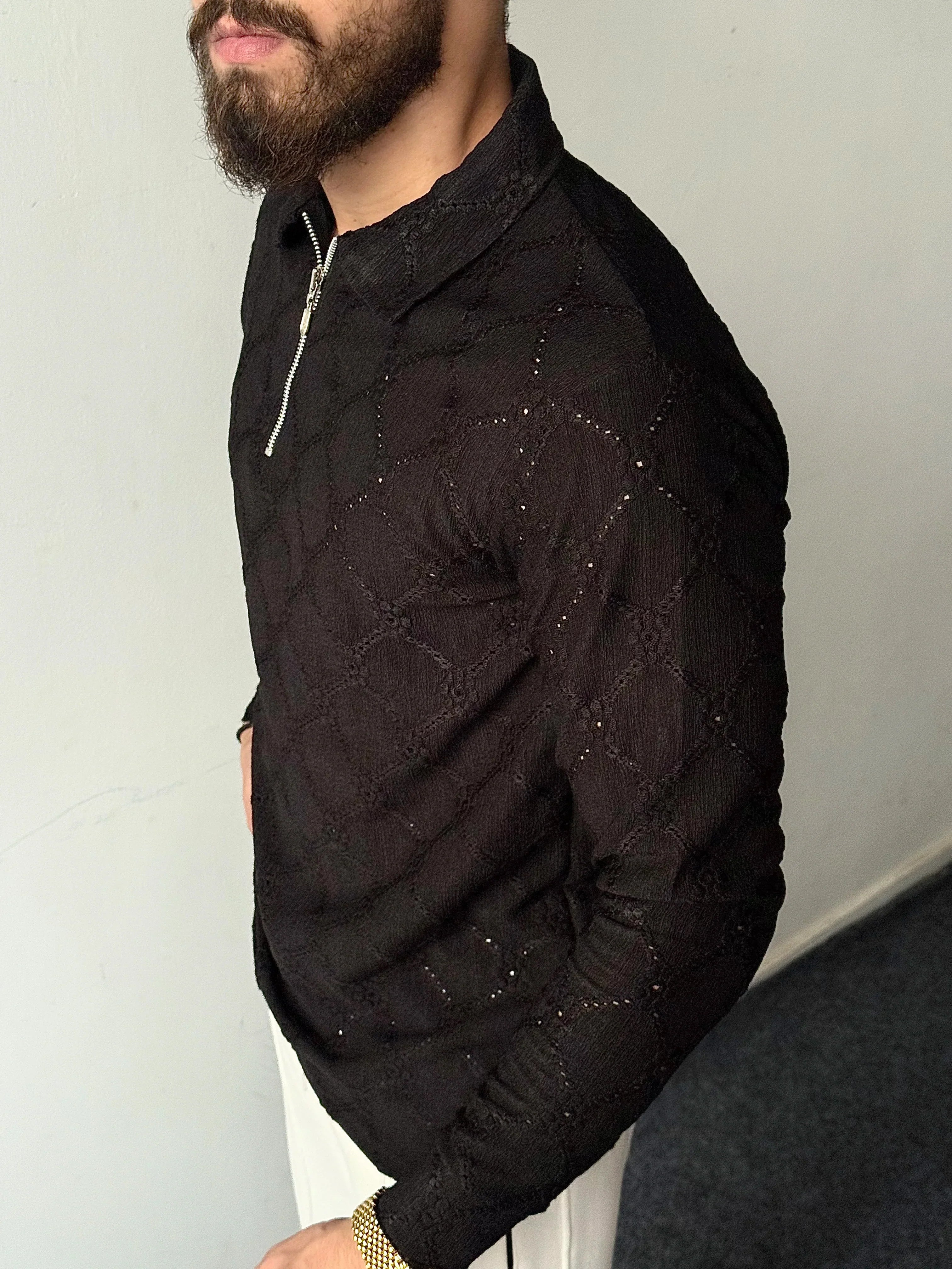 Black Ace Zip Polo