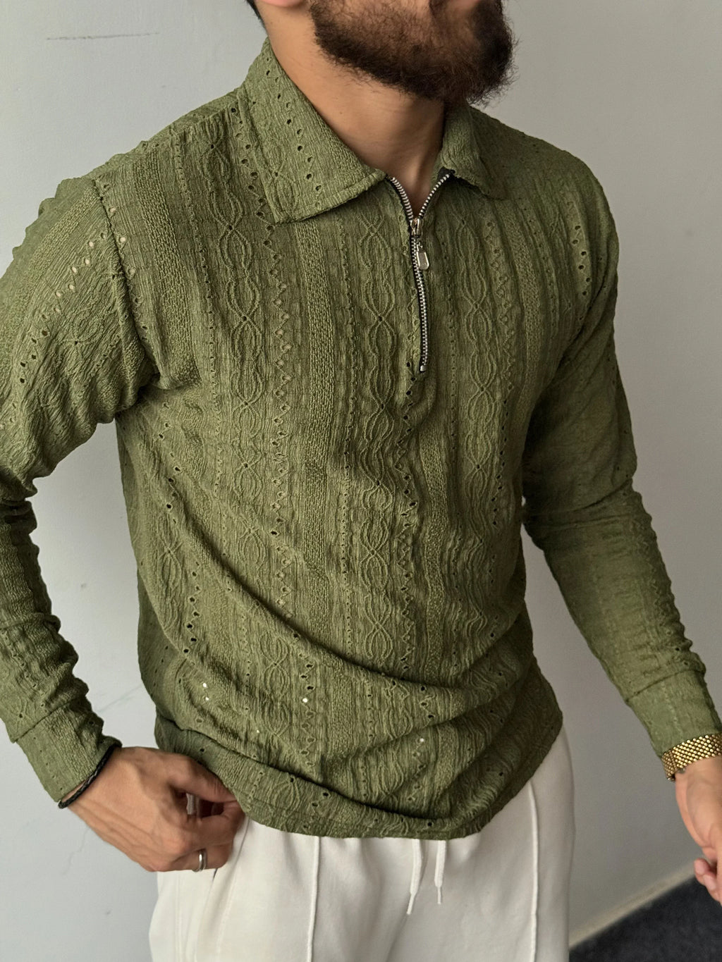 Patterned Knit Polo