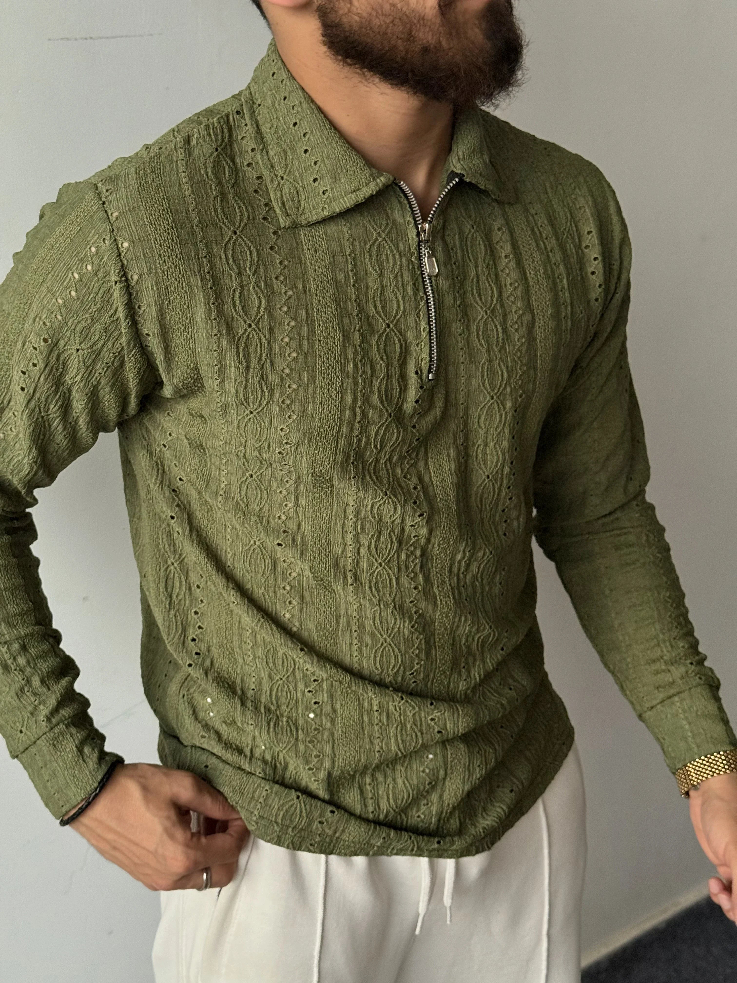 Patterned Knit Polo