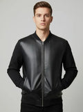 Leather Contrast Bomber