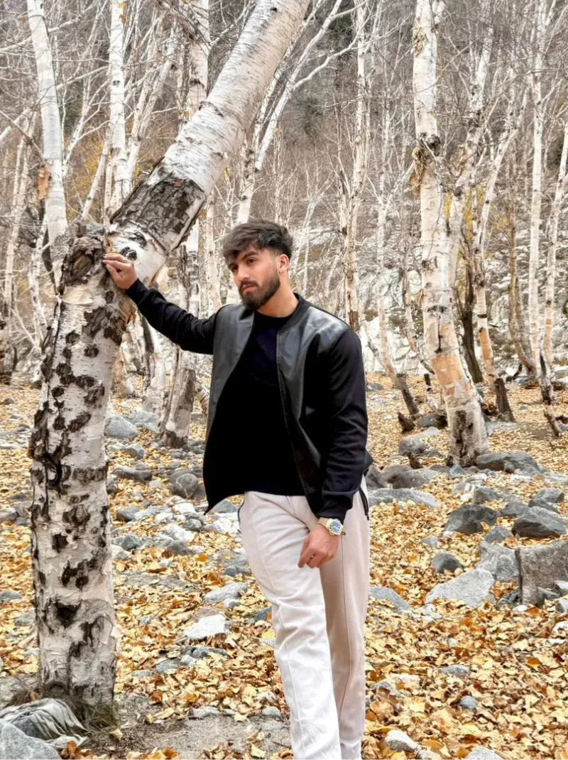 Leather Contrast Bomber