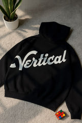 VERTICAL PRINTED BLACK HOODIE